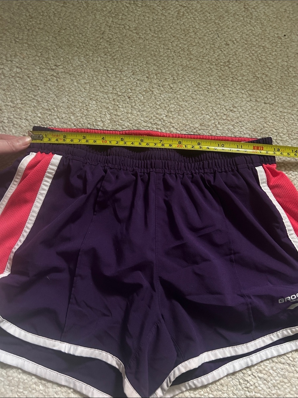 BROOKS Women's Medium Athletic Running Shorts Drawstring With Liner Purple Pink - Picture 9 of 9